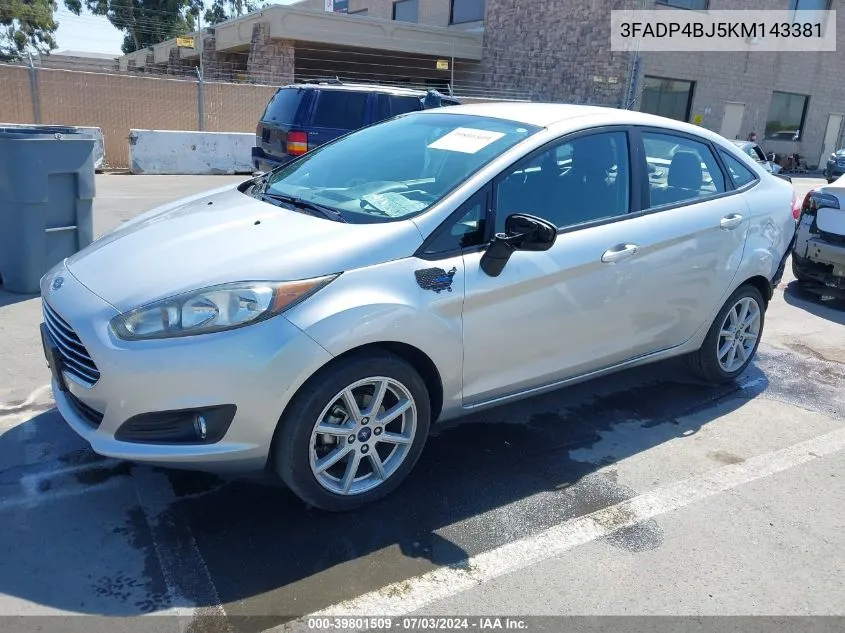 2019 Ford Fiesta Se VIN: 3FADP4BJ5KM143381 Lot: 39801509