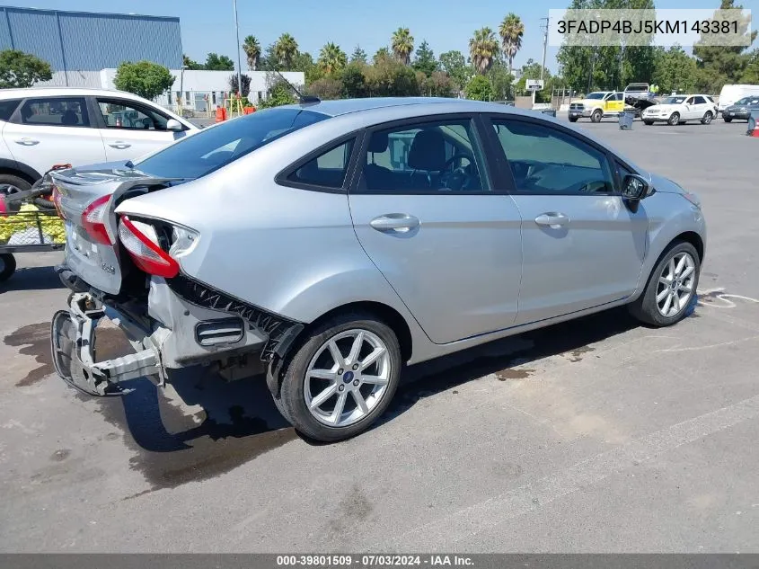 2019 Ford Fiesta Se VIN: 3FADP4BJ5KM143381 Lot: 39801509