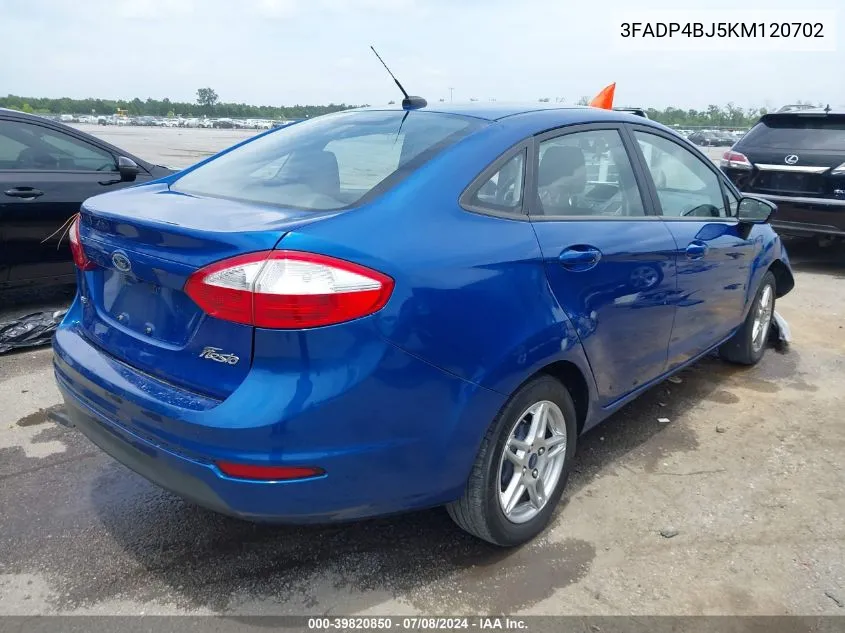 2019 Ford Fiesta Se VIN: 3FADP4BJ5KM120702 Lot: 39820850