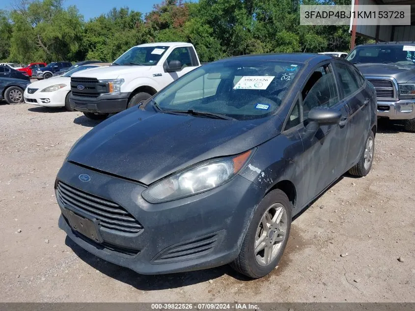 2019 Ford Fiesta Se VIN: 3FADP4BJ1KM153728 Lot: 39822526