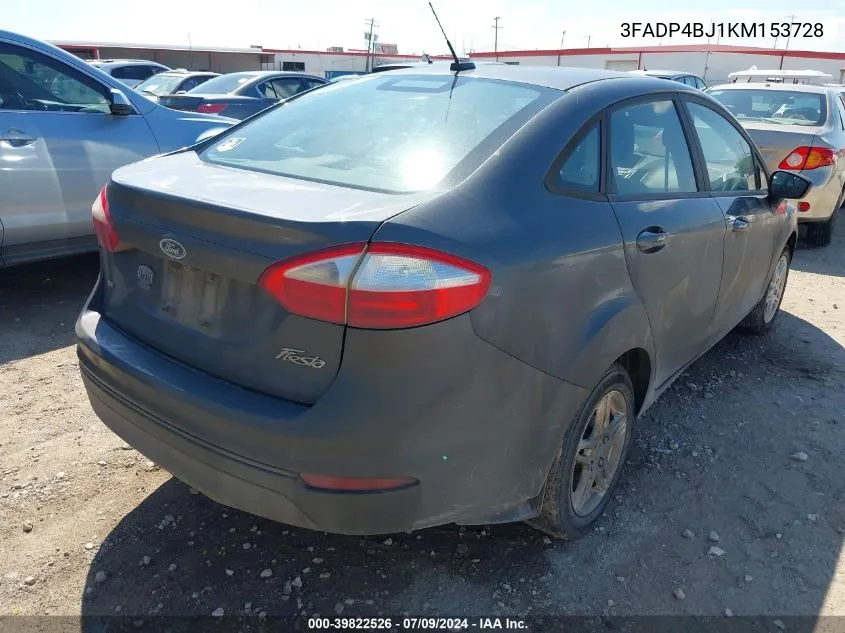 2019 Ford Fiesta Se VIN: 3FADP4BJ1KM153728 Lot: 39822526