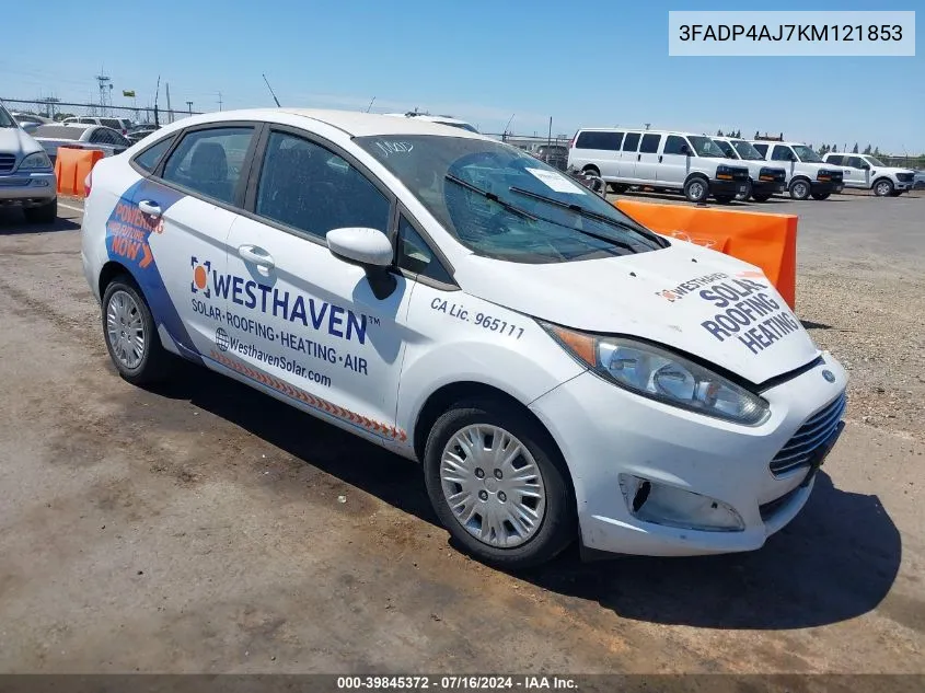 2019 Ford Fiesta S VIN: 3FADP4AJ7KM121853 Lot: 39845372