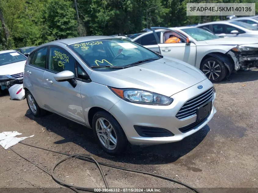 2019 Ford Fiesta Se VIN: 3FADP4EJ5KM140136 Lot: 39846332