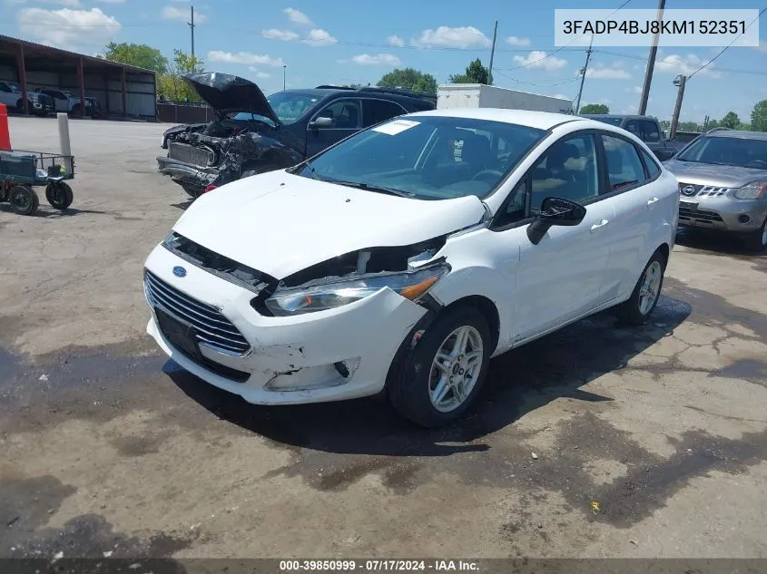 2019 Ford Fiesta Se VIN: 3FADP4BJ8KM152351 Lot: 39850999