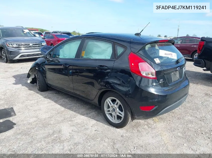 2019 Ford Fiesta Se VIN: 3FADP4EJ7KM119241 Lot: 39878155