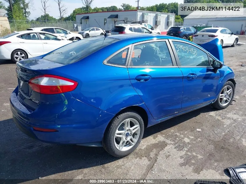 2019 Ford Fiesta Se VIN: 3FADP4BJ2KM114422 Lot: 39903483