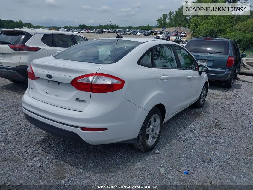 2019 Ford Fiesta Se VIN: 3FADP4BJ6KM108994 Lot: 39947827