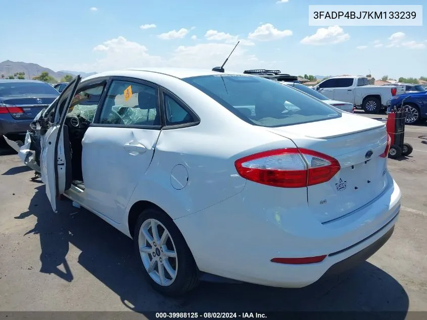 2019 Ford Fiesta Se VIN: 3FADP4BJ7KM133239 Lot: 39988125