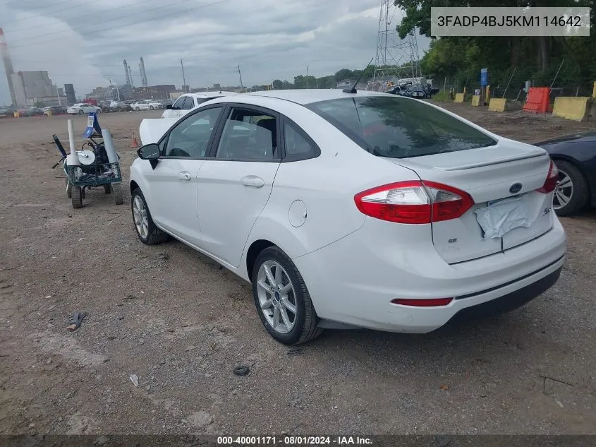 2019 Ford Fiesta Se VIN: 3FADP4BJ5KM114642 Lot: 40001171