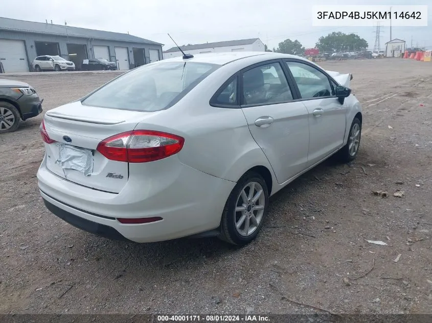 2019 Ford Fiesta Se VIN: 3FADP4BJ5KM114642 Lot: 40001171