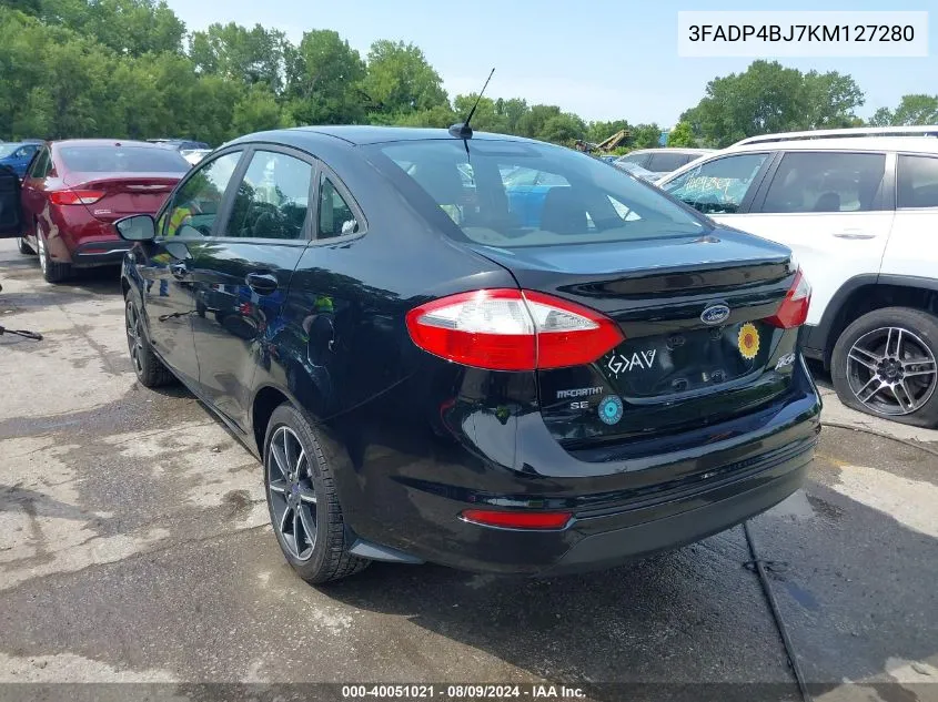 2019 Ford Fiesta Se VIN: 3FADP4BJ7KM127280 Lot: 40051021