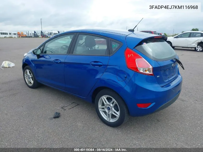 2019 Ford Fiesta Se VIN: 3FADP4EJ7KM116968 Lot: 40119364