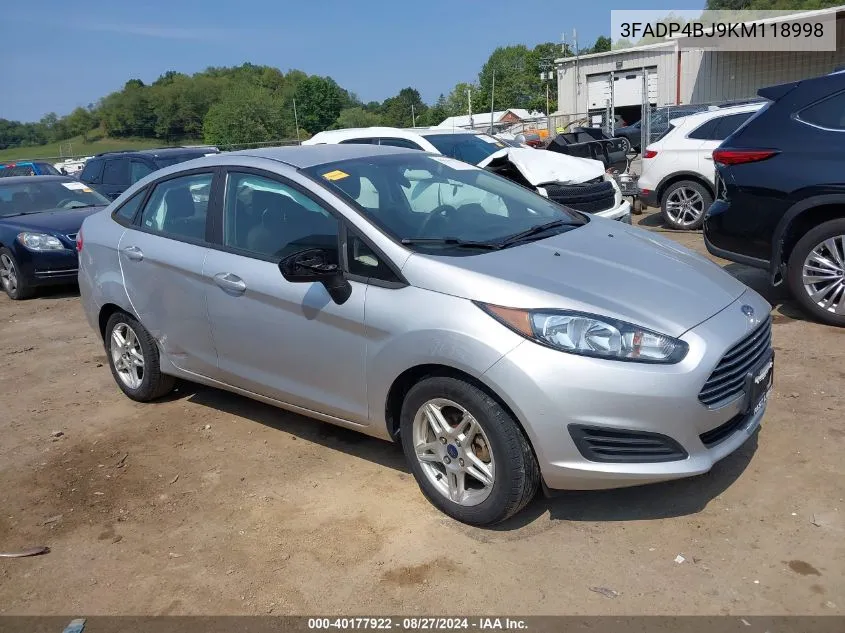 2019 Ford Fiesta Se VIN: 3FADP4BJ9KM118998 Lot: 40177922