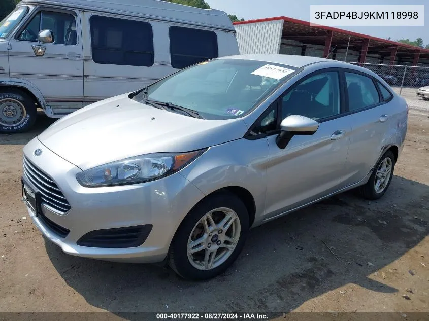 2019 Ford Fiesta Se VIN: 3FADP4BJ9KM118998 Lot: 40177922