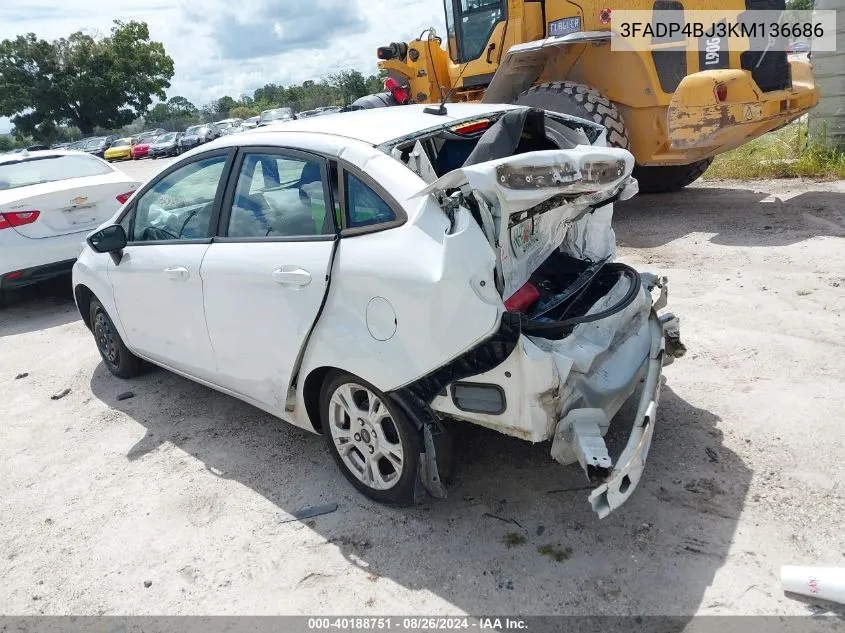 2019 Ford Fiesta Se VIN: 3FADP4BJ3KM136686 Lot: 40188751