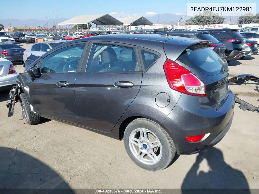 3FADP4EJ7KM122981 2019 Ford Fiesta Se