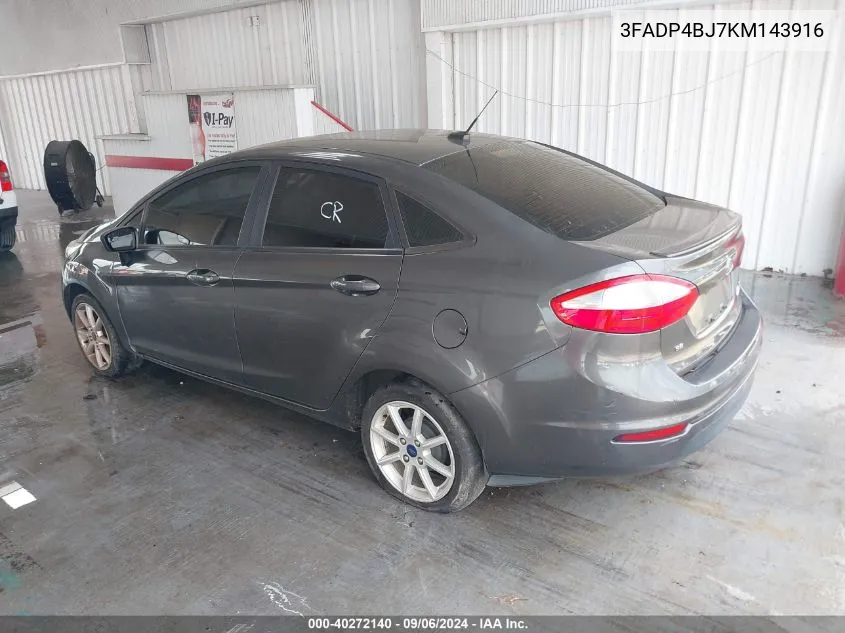 2019 Ford Fiesta Se VIN: 3FADP4BJ7KM143916 Lot: 40272140