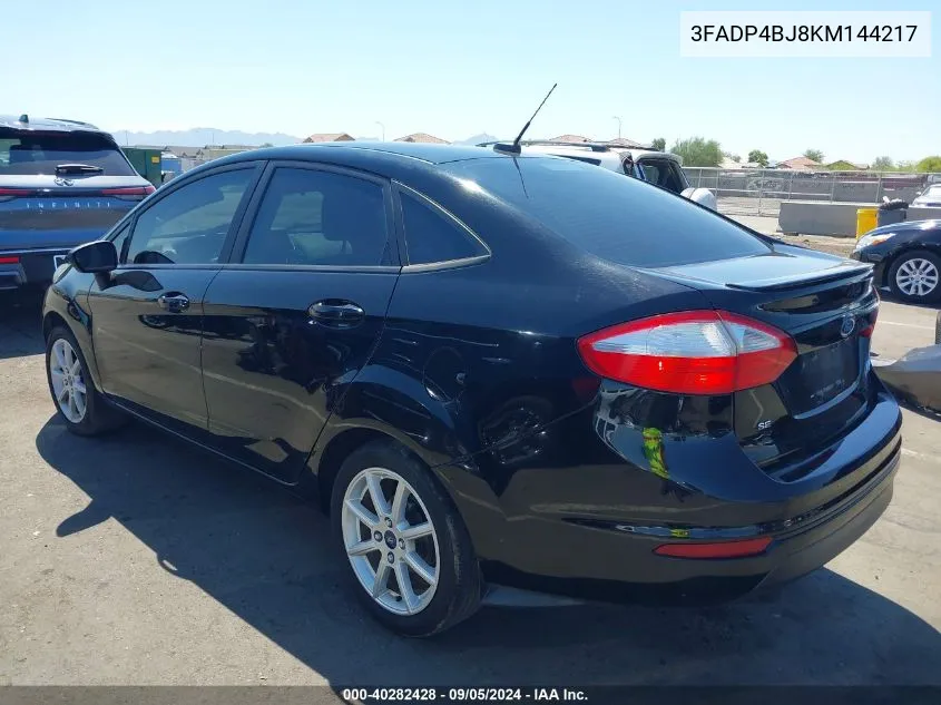 2019 Ford Fiesta Se VIN: 3FADP4BJ8KM144217 Lot: 40282428