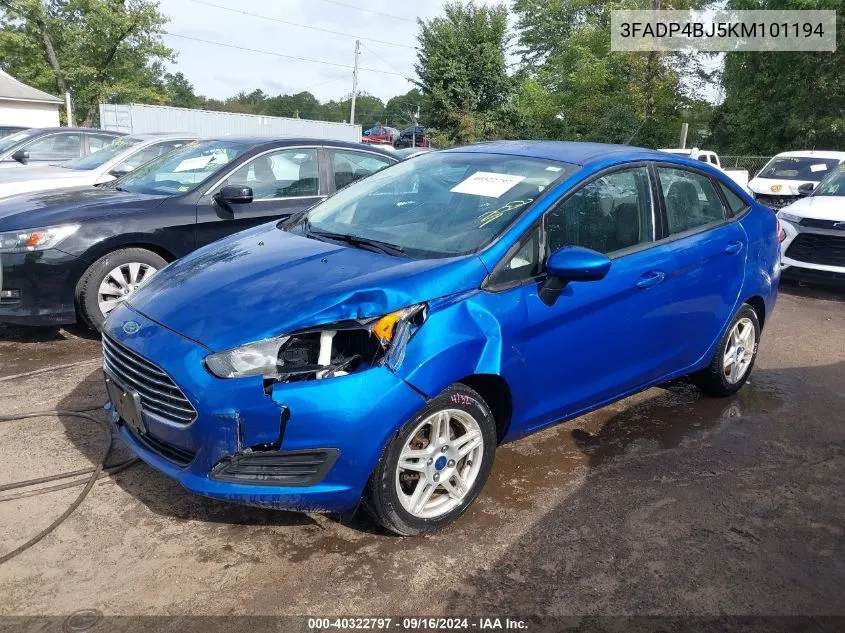 2019 Ford Fiesta Se VIN: 3FADP4BJ5KM101194 Lot: 40322797