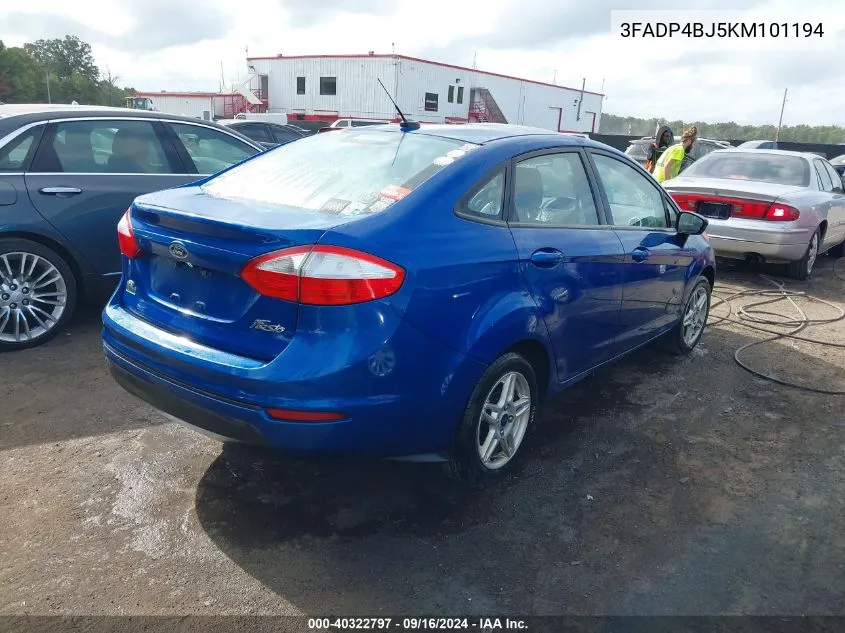 2019 Ford Fiesta Se VIN: 3FADP4BJ5KM101194 Lot: 40322797