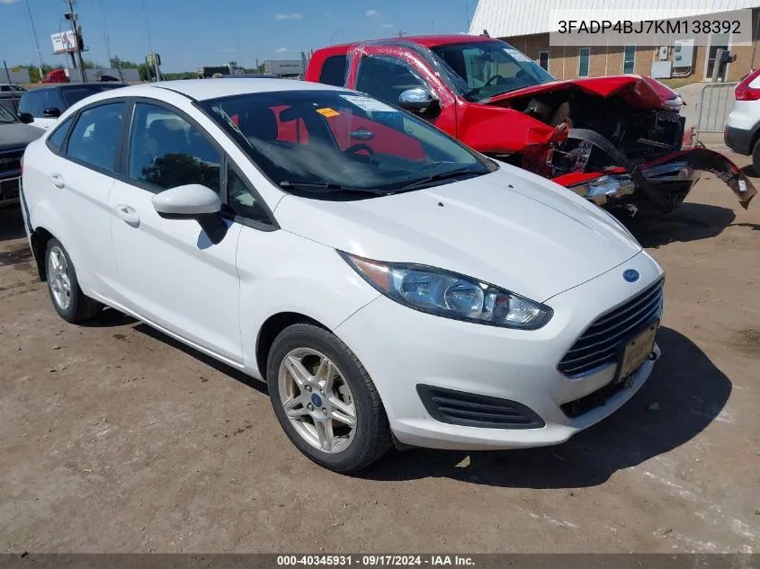 2019 Ford Fiesta Se VIN: 3FADP4BJ7KM138392 Lot: 40345931