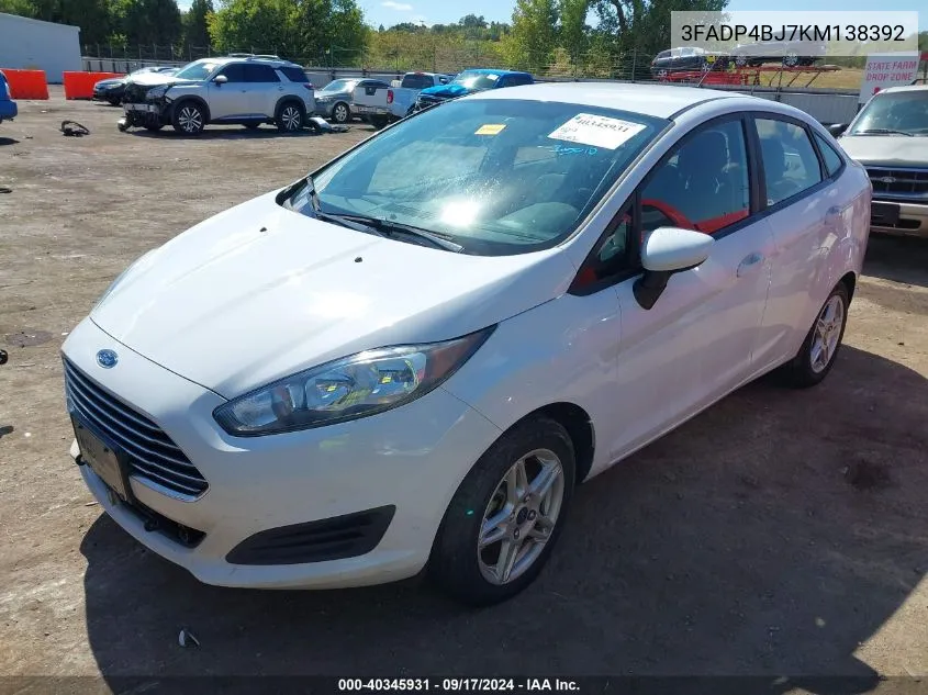 2019 Ford Fiesta Se VIN: 3FADP4BJ7KM138392 Lot: 40345931