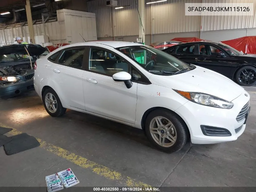 2019 Ford Fiesta Se VIN: 3FADP4BJ3KM115126 Lot: 40382550