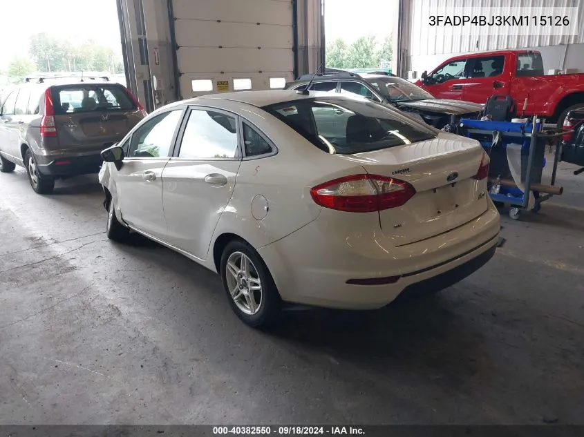 2019 Ford Fiesta Se VIN: 3FADP4BJ3KM115126 Lot: 40382550