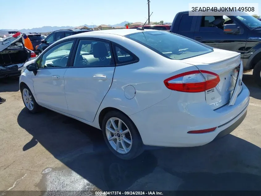 2019 Ford Fiesta Se VIN: 3FADP4BJ0KM149508 Lot: 40417374