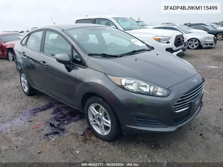 2019 Ford Fiesta Se VIN: 3FADP4BJ9KM115499 Lot: 40422171