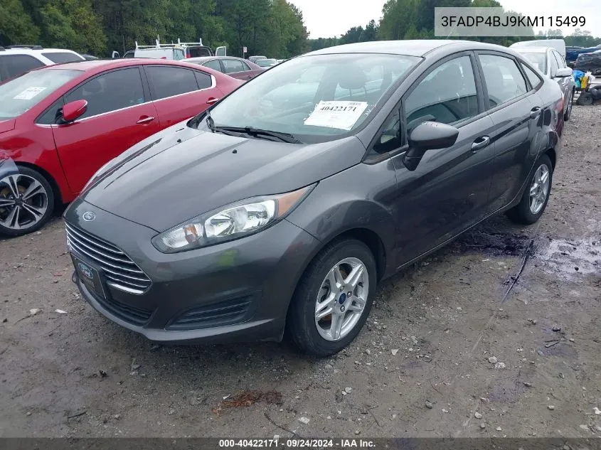 2019 Ford Fiesta Se VIN: 3FADP4BJ9KM115499 Lot: 40422171