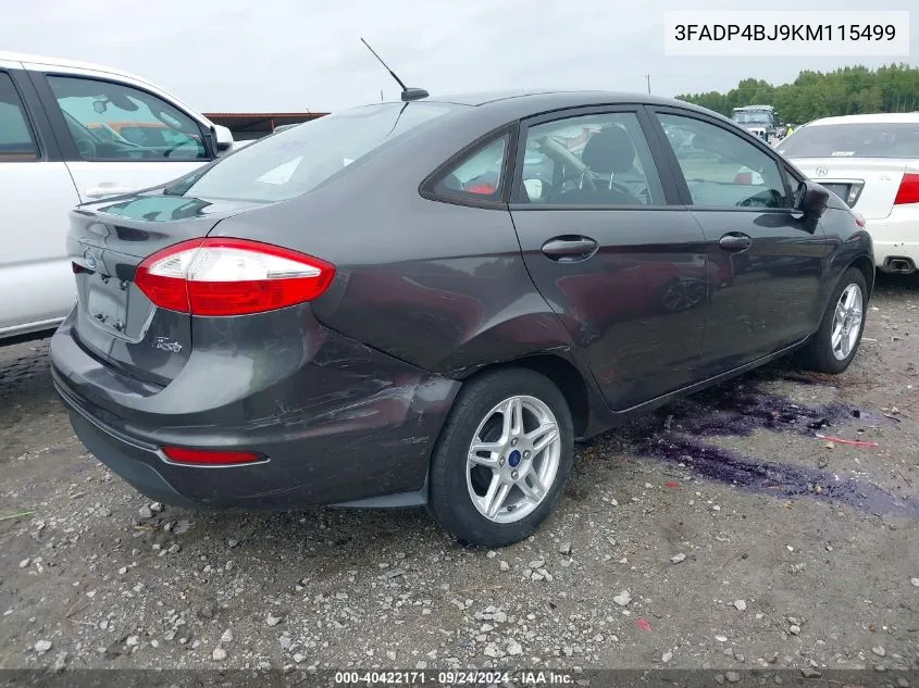 2019 Ford Fiesta Se VIN: 3FADP4BJ9KM115499 Lot: 40422171