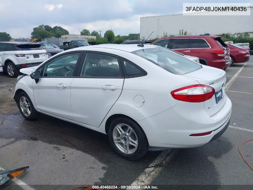 2019 Ford Fiesta Se VIN: 3FADP4BJ0KM140436 Lot: 40468224