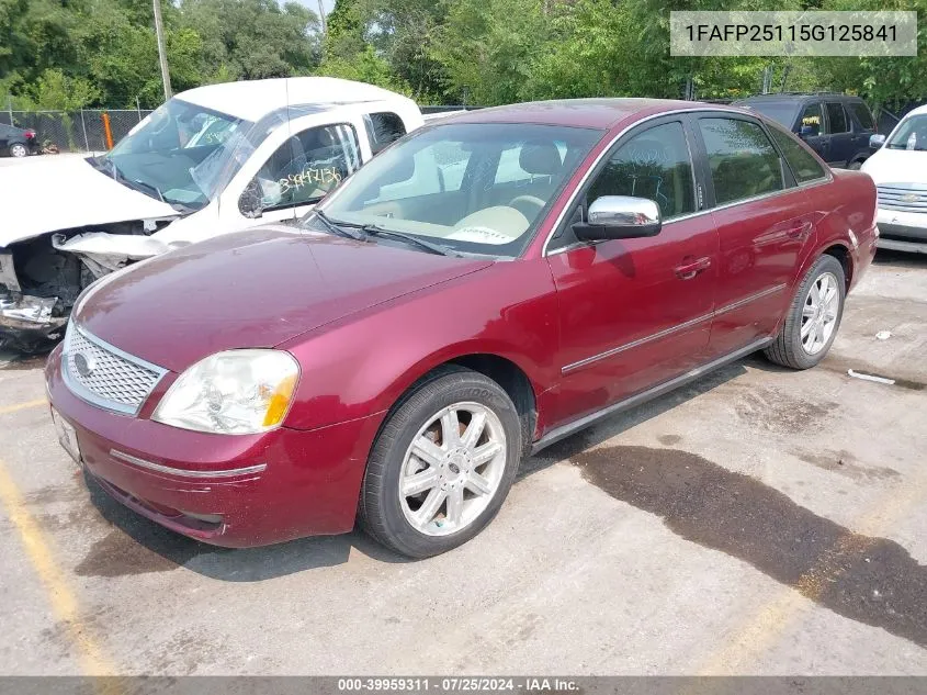 1FAFP25115G125841 2005 Ford Five Hundred Limited