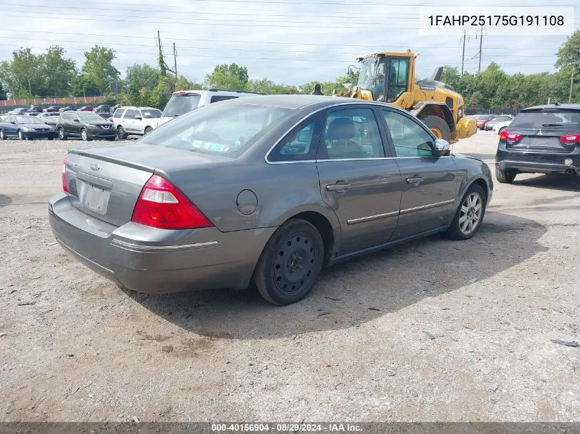 2005 Ford Five Hundred Limited VIN: 1FAHP25175G191108 Lot: 40156904