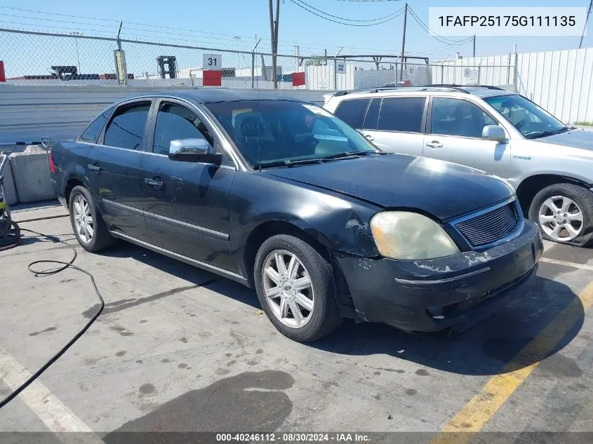 1FAFP25175G111135 2005 Ford Five Hundred Limited