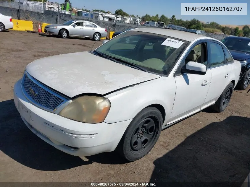 2006 Ford Five Hundred Sel VIN: 1FAFP24126G162707 Lot: 40267575