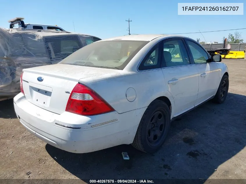 2006 Ford Five Hundred Sel VIN: 1FAFP24126G162707 Lot: 40267575