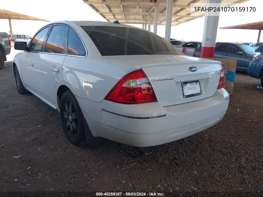 2007 Ford Five Hundred Sel VIN: 1FAHP24107G159170 Lot: 40259357