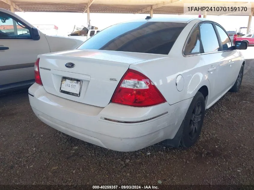 2007 Ford Five Hundred Sel VIN: 1FAHP24107G159170 Lot: 40259357