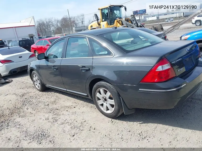 2007 Ford Five Hundred Sel VIN: 1FAHP241X7G129190 Lot: 44518144