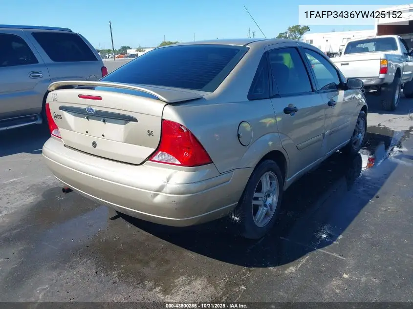 1FAFP3436YW425152 2000 Ford Focus Se