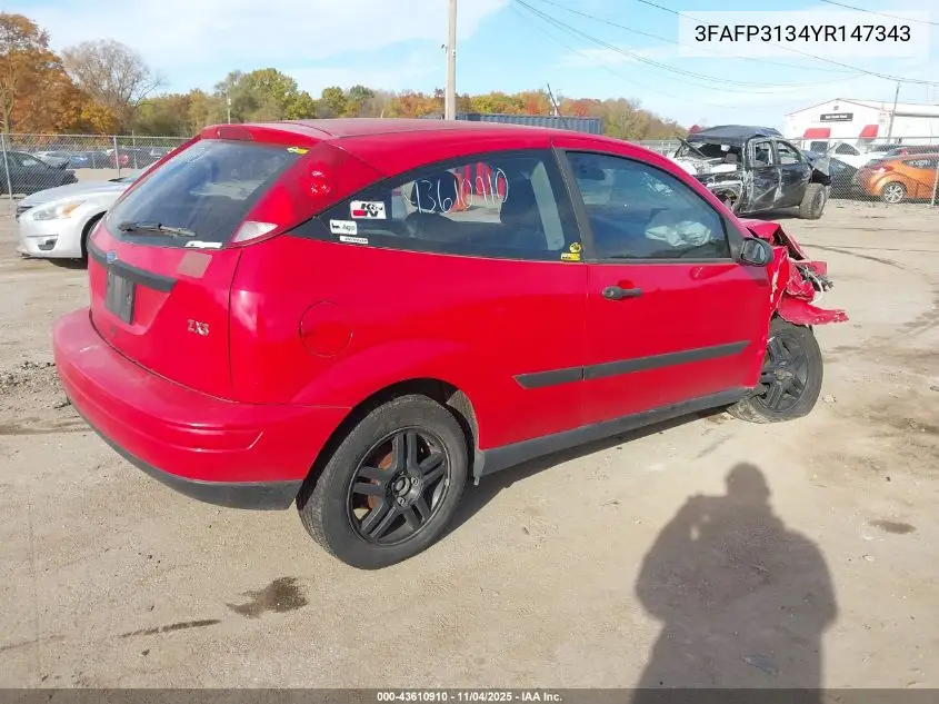 3FAFP3134YR147343 2000 Ford Focus Zx3