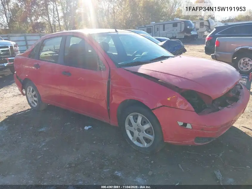 1FAFP34N15W191953 2005 Ford Focus Zx4