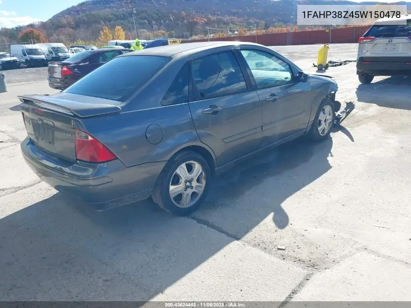 1FAHP38Z45W150478 2005 Ford Focus Zx4