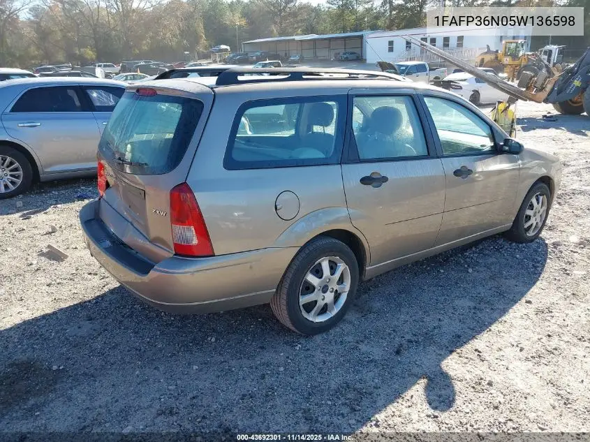 1FAFP36N05W136598 2005 Ford Focus Zxw