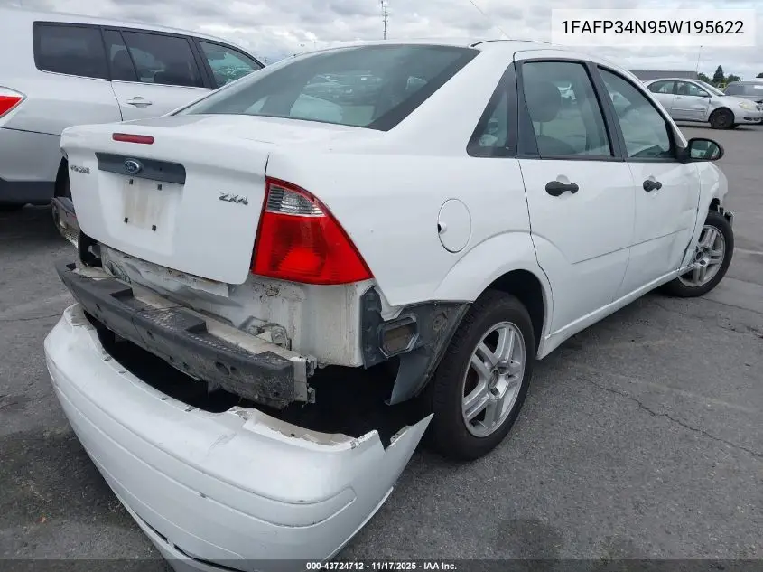 1FAFP34N95W195622 2005 Ford Focus Zx4