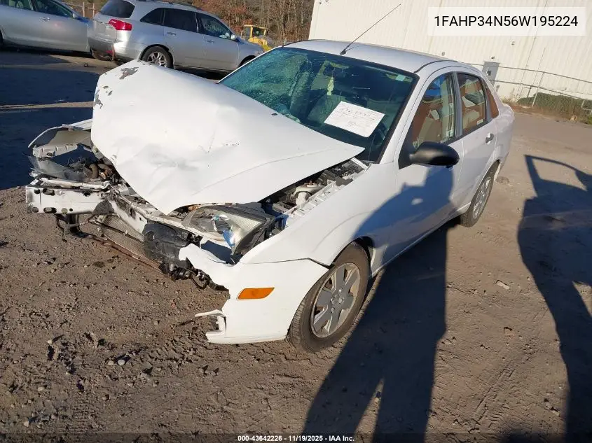 1FAHP34N56W195224 2006 Ford Focus Zx4