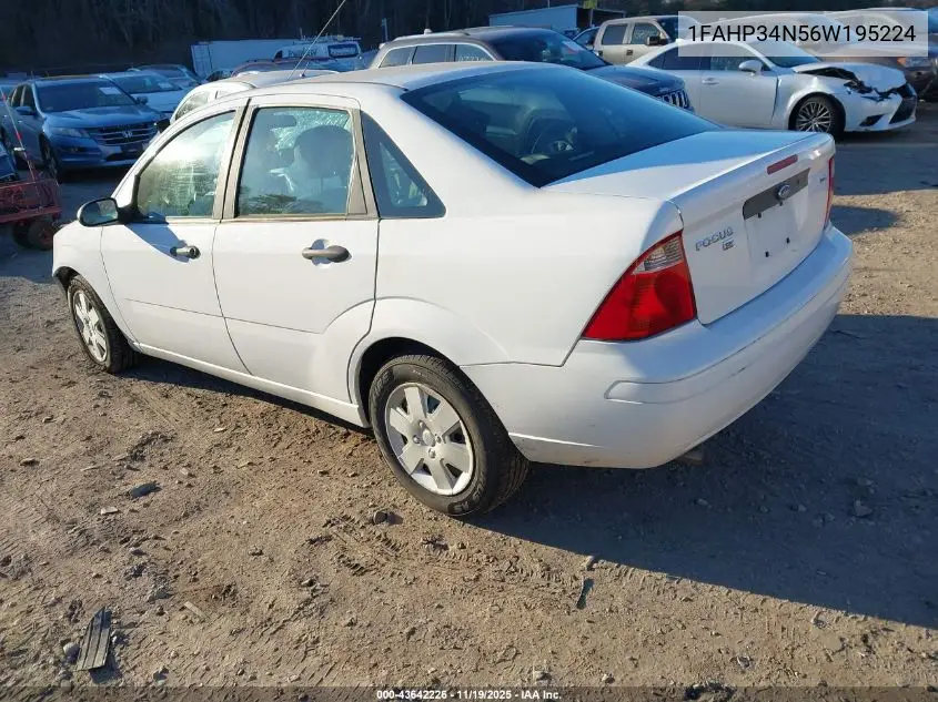 1FAHP34N56W195224 2006 Ford Focus Zx4
