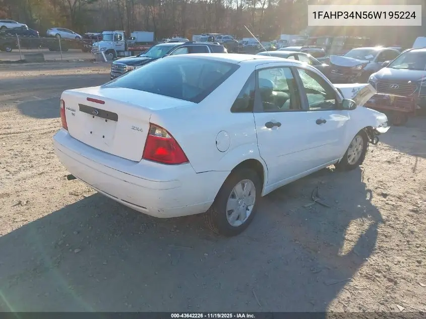 1FAHP34N56W195224 2006 Ford Focus Zx4